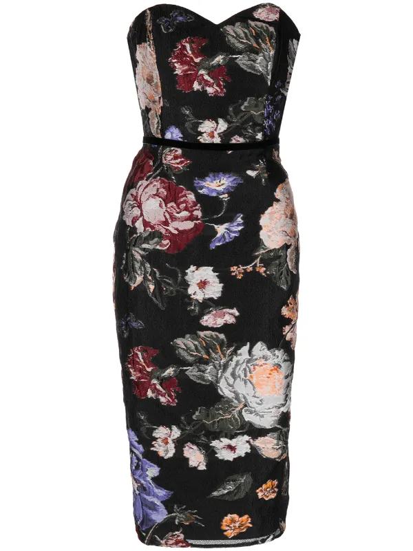 Marchesa notte strapless floral dress top