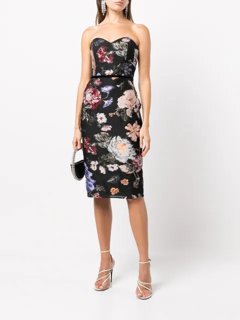 Marchesa Notte floral fil-coupé dress N58C3080 - 1