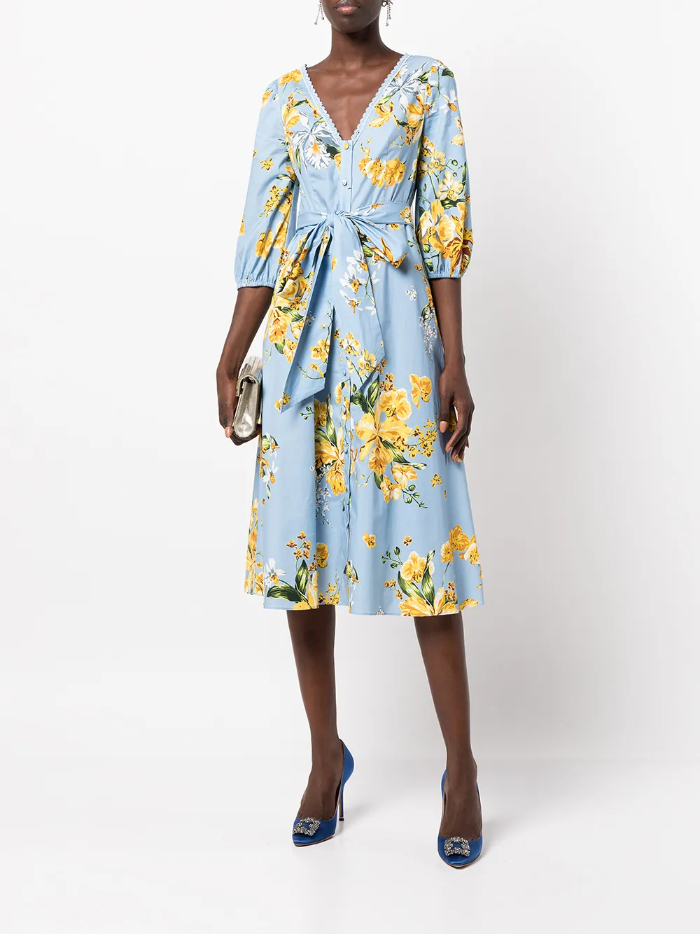 Marchesa Notte Midi-jurk met strikdetail - Veelkleurig