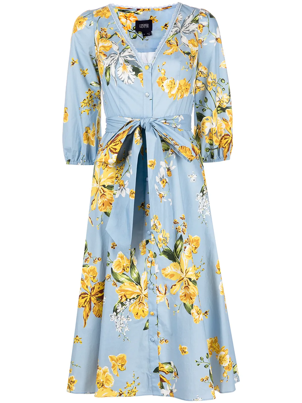 

Marchesa Notte bow-detail floral midi dress - Multicolour