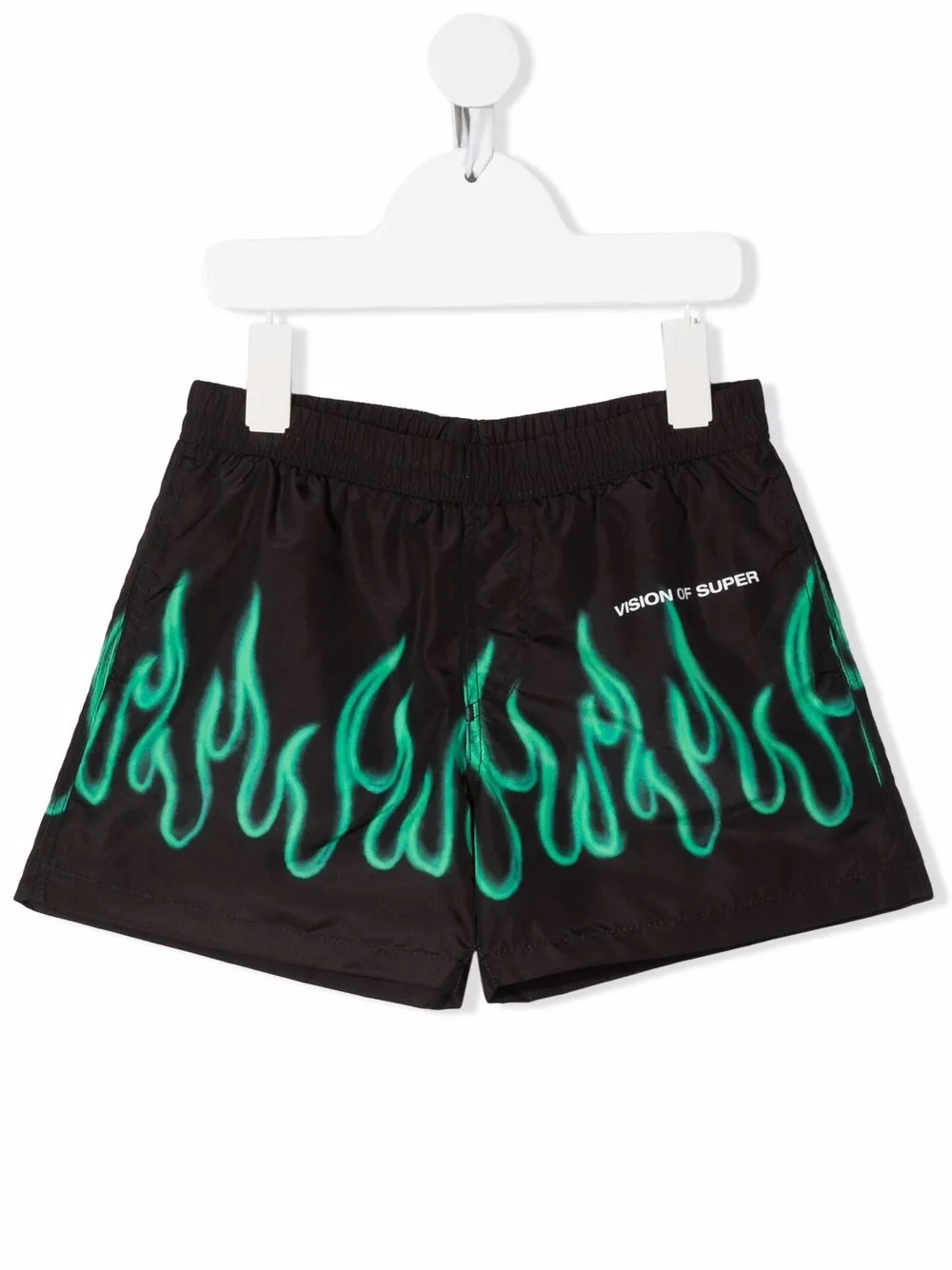 

Vision Of Super Kids shorts de playa con llamas estampadas - Negro