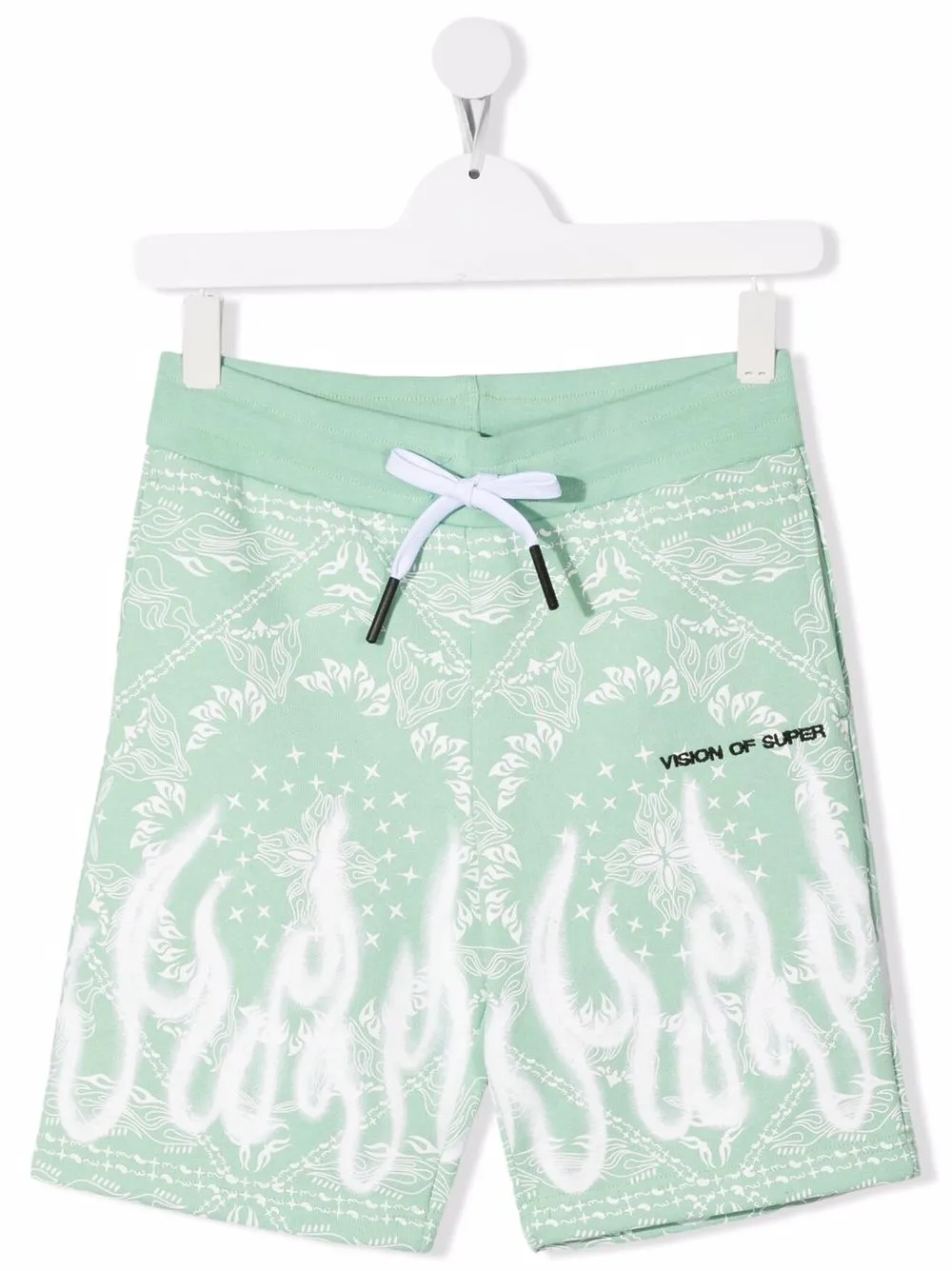 

Vision Of Super Kids shorts de playa con llamas estampadas - Verde
