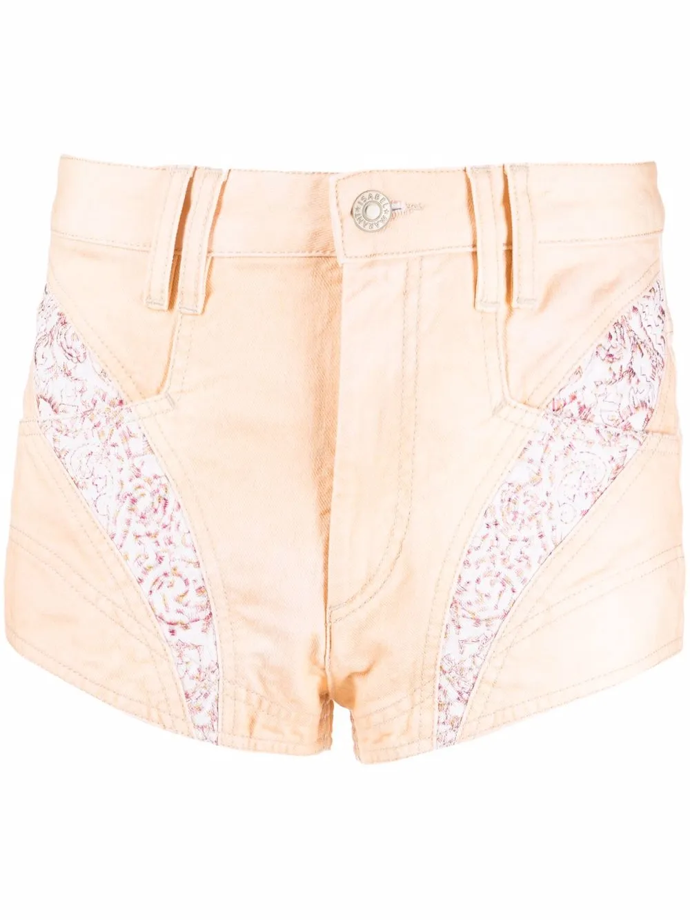 

Isabel Marant shorts de mezclilla con ribete de encaje - Amarillo