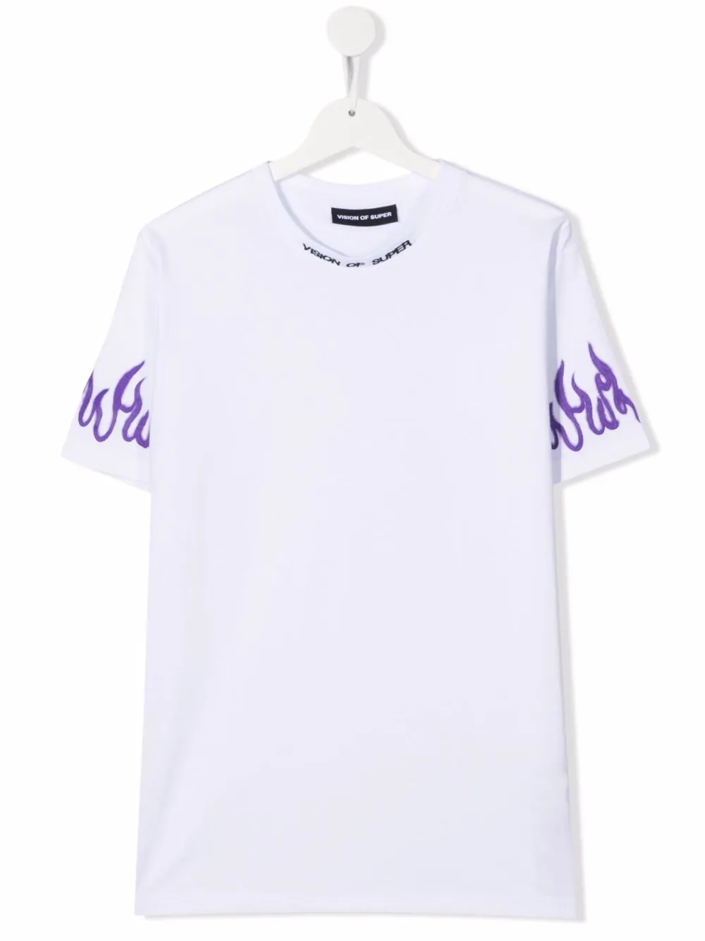 

Vision Of Super Kids TEEN flame-sleeve T-shirt - White