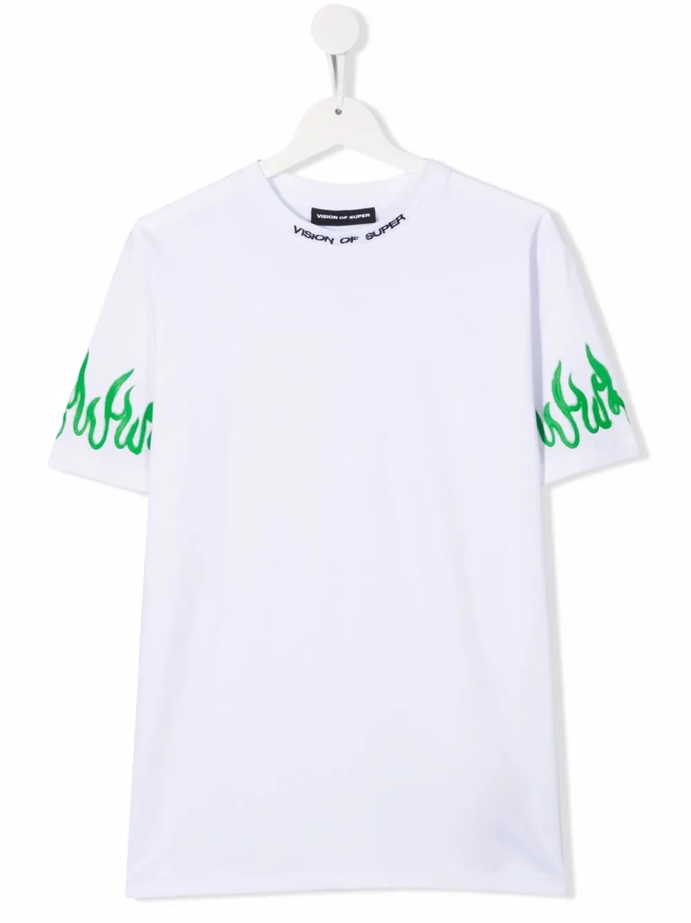 

Vision Of Super Kids playera con llamas en las mangas - Blanco