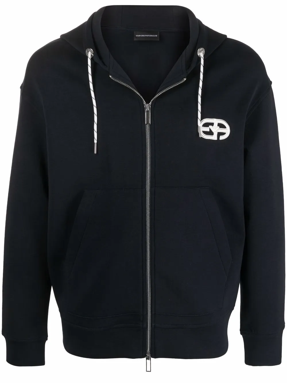 

Emporio Armani hoodie con logo bordado y cierre - Azul