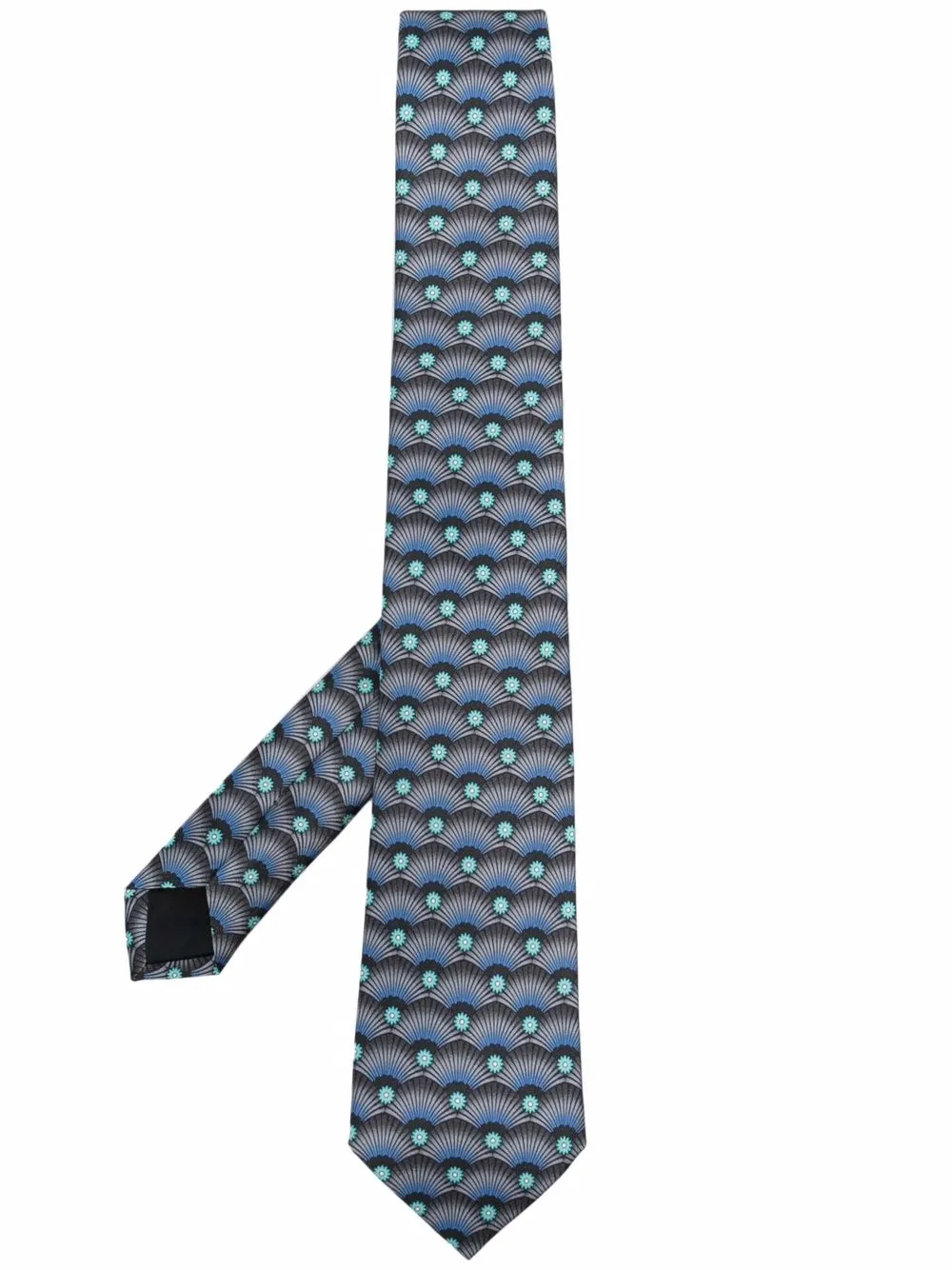 

Lanvin art deco-print twill tie - Blue
