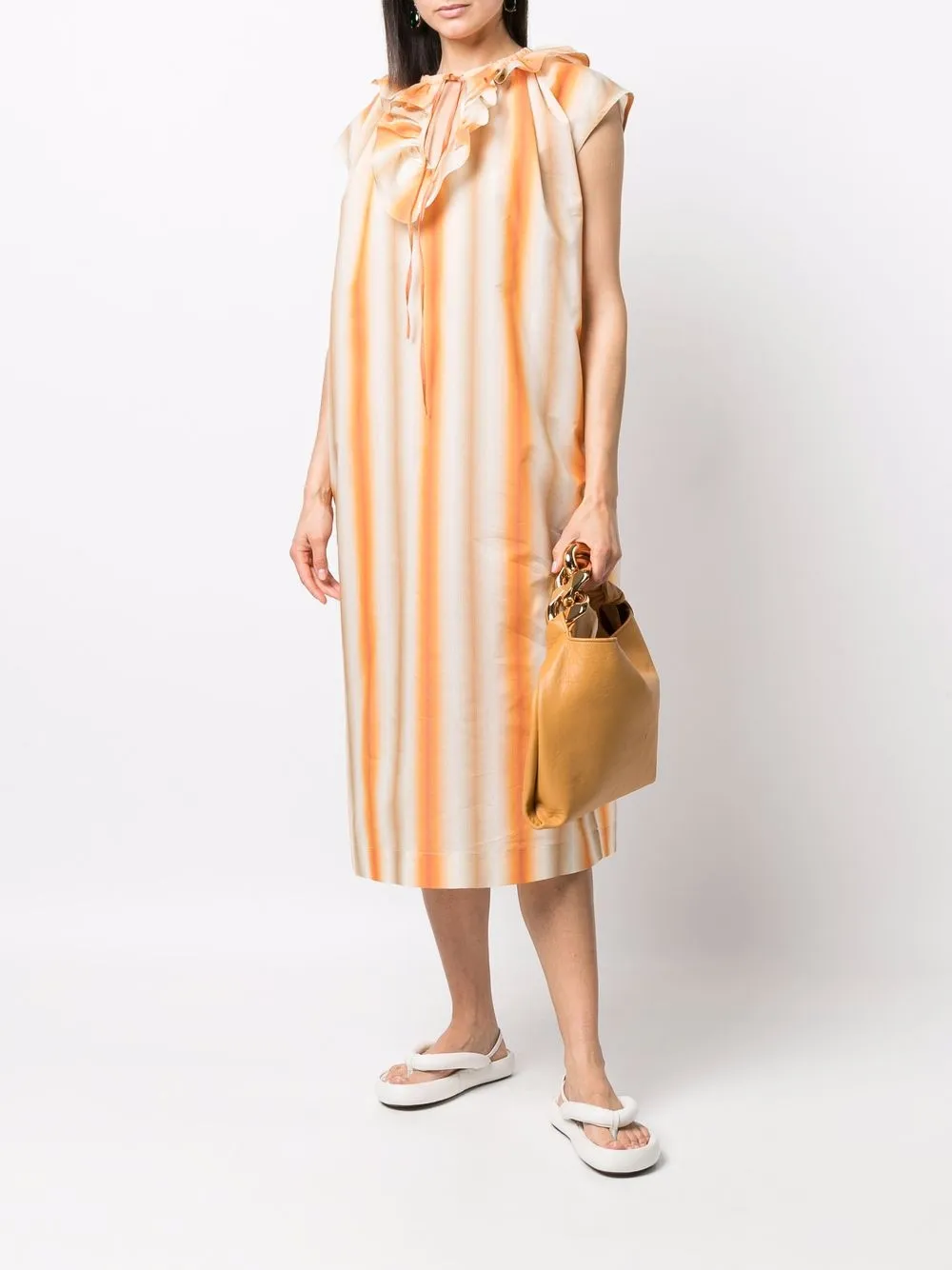 Roseanna Gestreepte midi-jurk - Oranje
