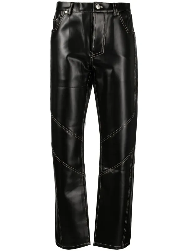 Zilver Stitched Panel Leather Trousers 