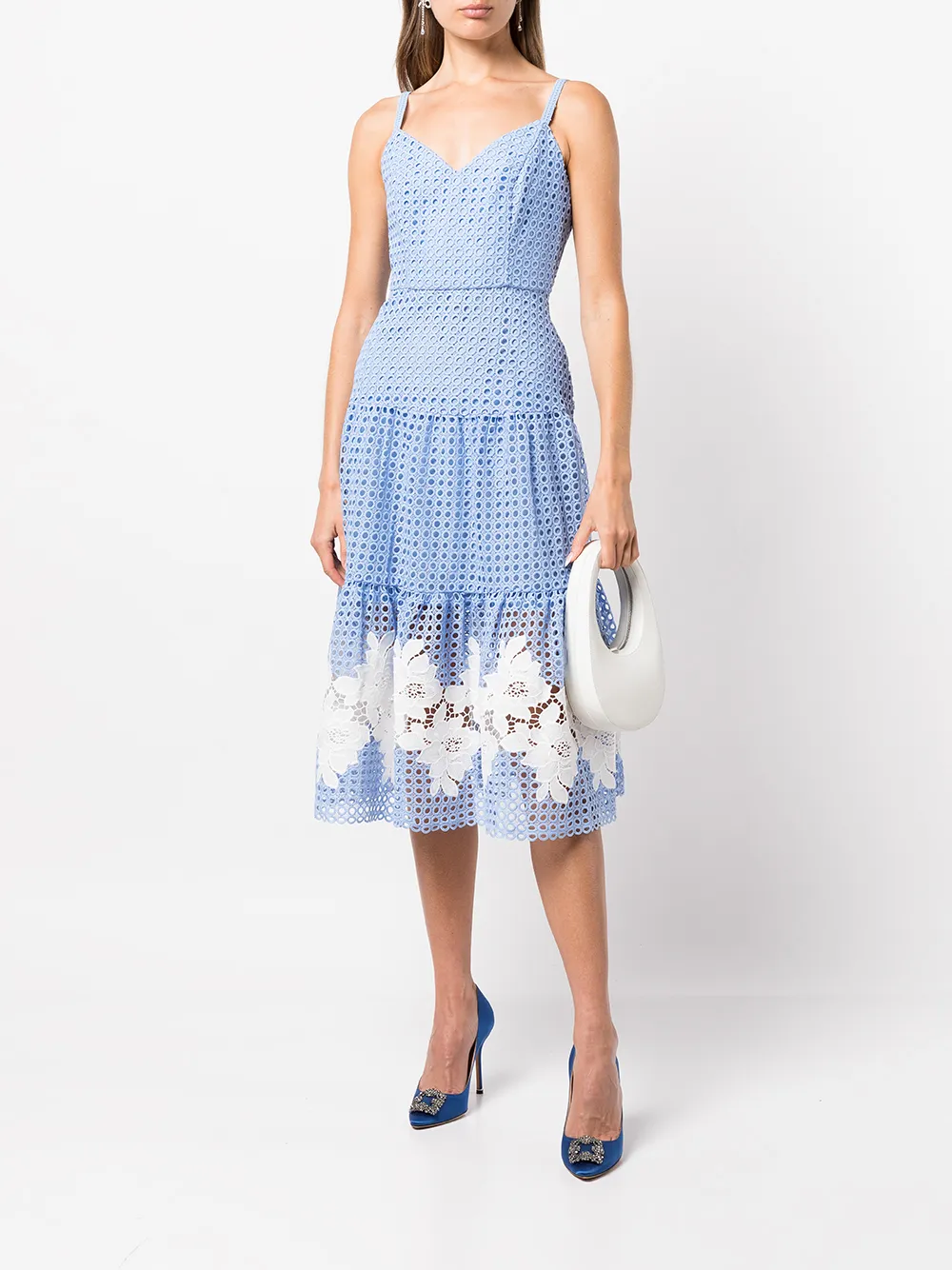 marchesa notte floral appliqué midi gown