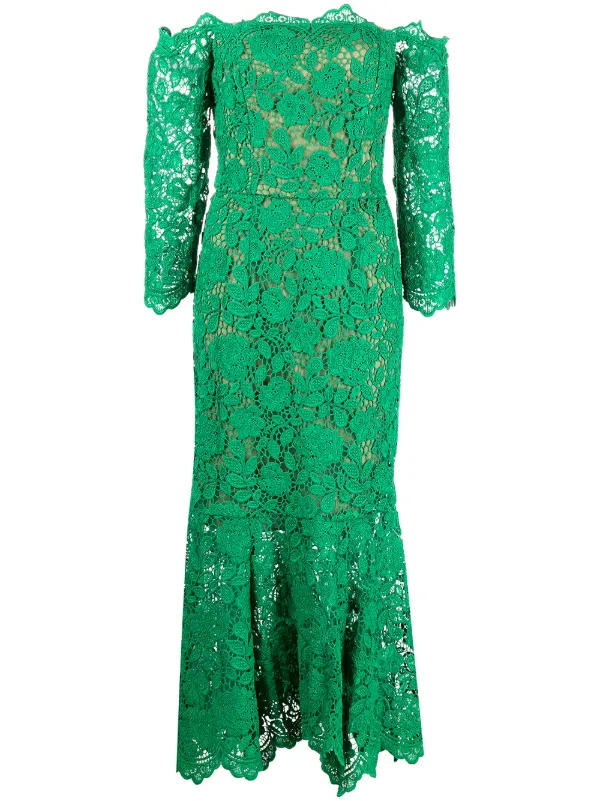 Marchesa notte best sale green lace dress