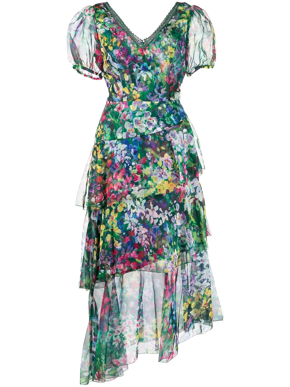 

Marchesa Notte floral-print asymmetric dress - Multicolour