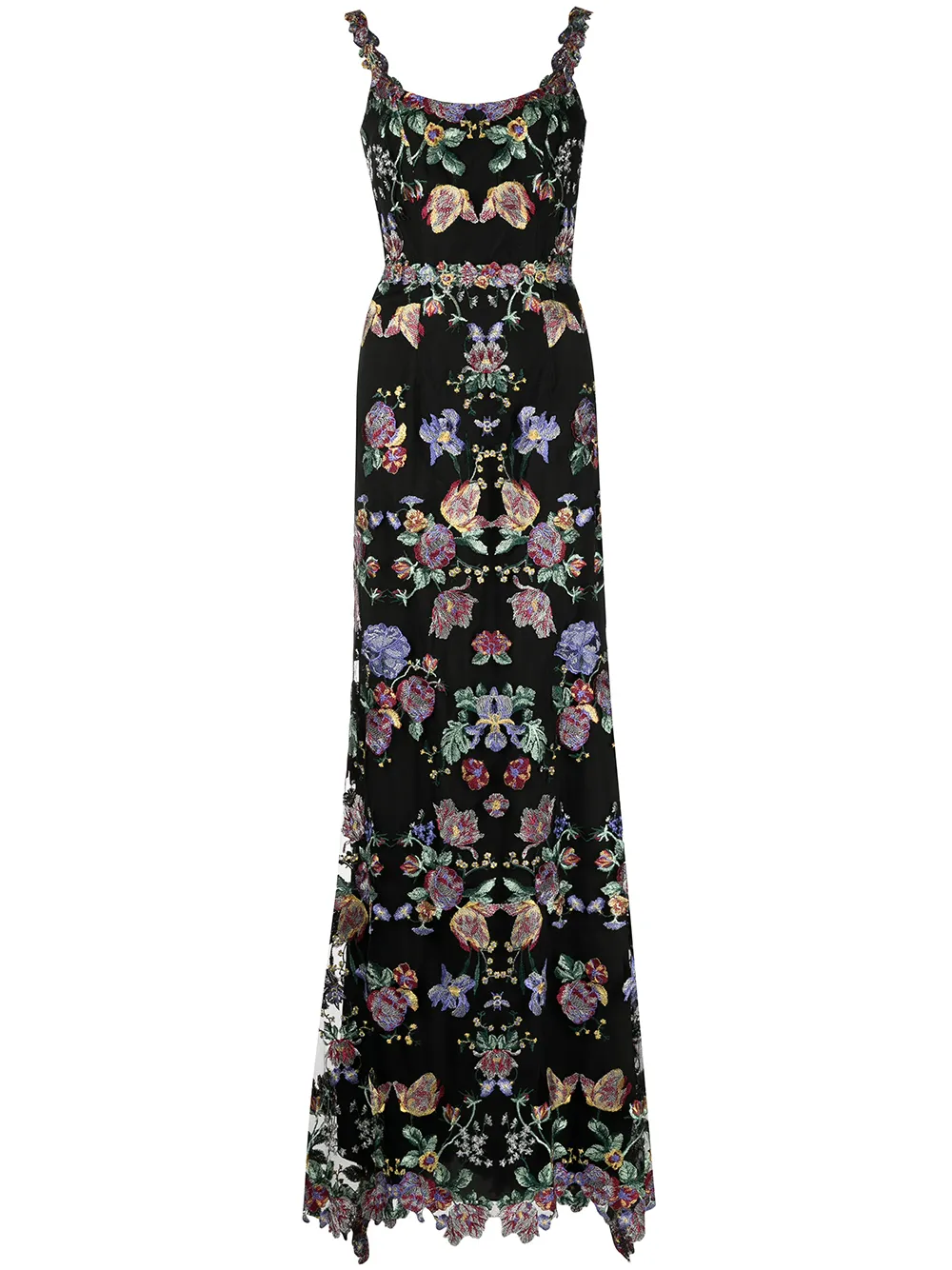 

Marchesa Notte vestido de fiesta con bordado floral - Negro
