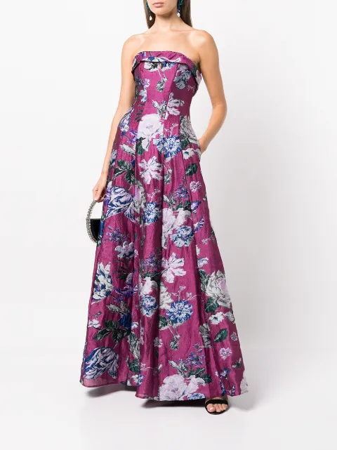 Marchesa Notte floral fil-coupé gown N58G3079 - 1