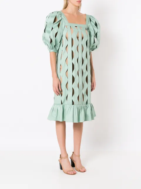 Adriana Degreas cut-out puff-sleeve midi dress VTLG0855V22 - 2