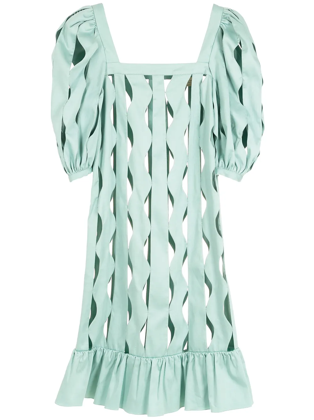 cut-out puff-sleeve midi dress