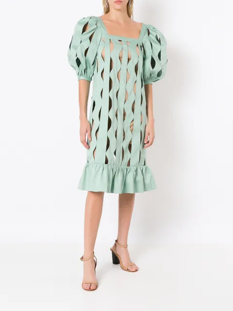 Adriana Degreas cut-out puff-sleeve midi dress VTLG0855V22 - 1