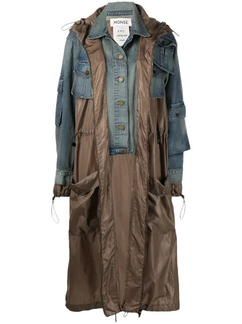 Monse layered-look panelled midi coat