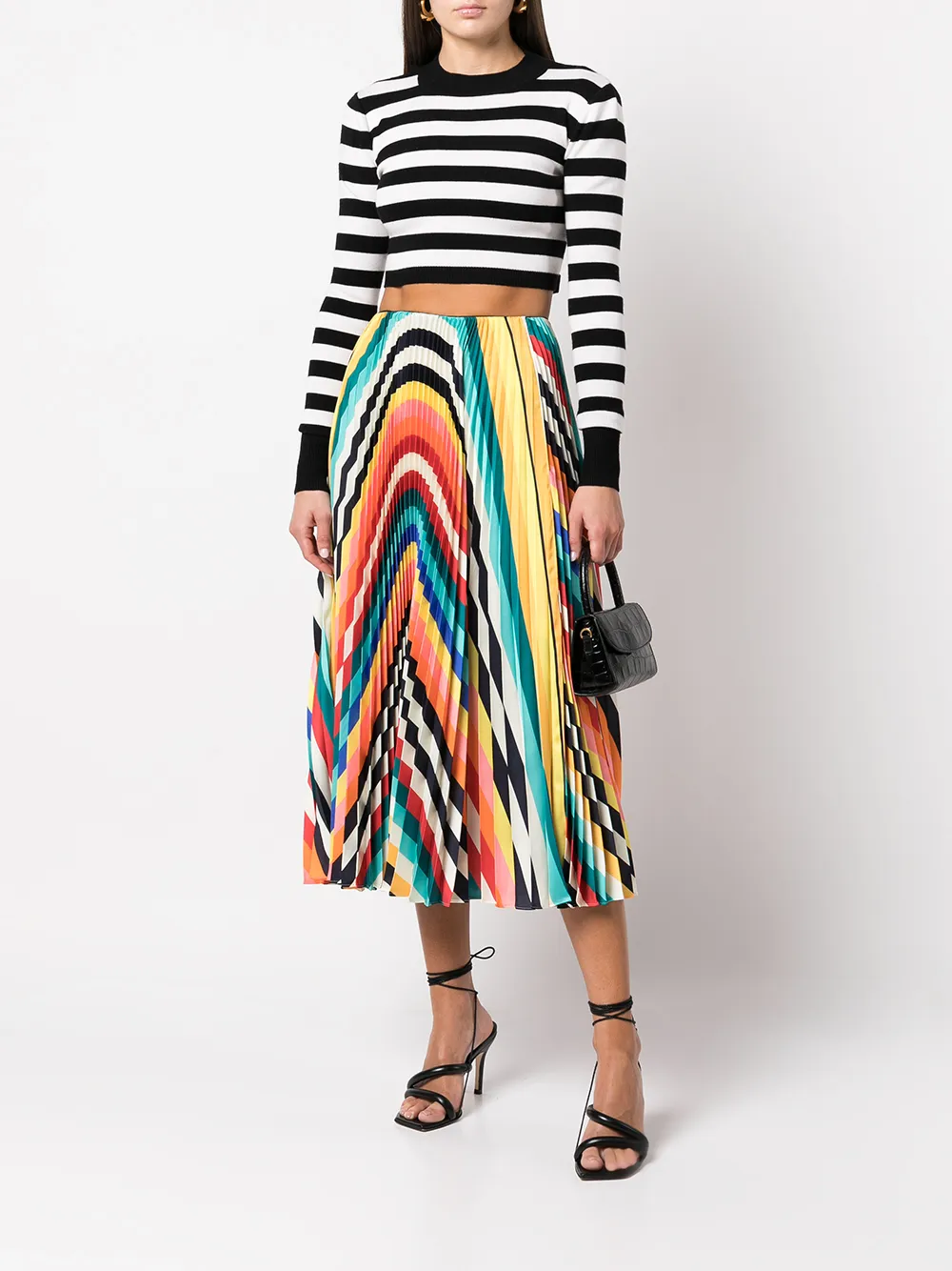 Monse Midi-plooirok met wafelprint - Geel