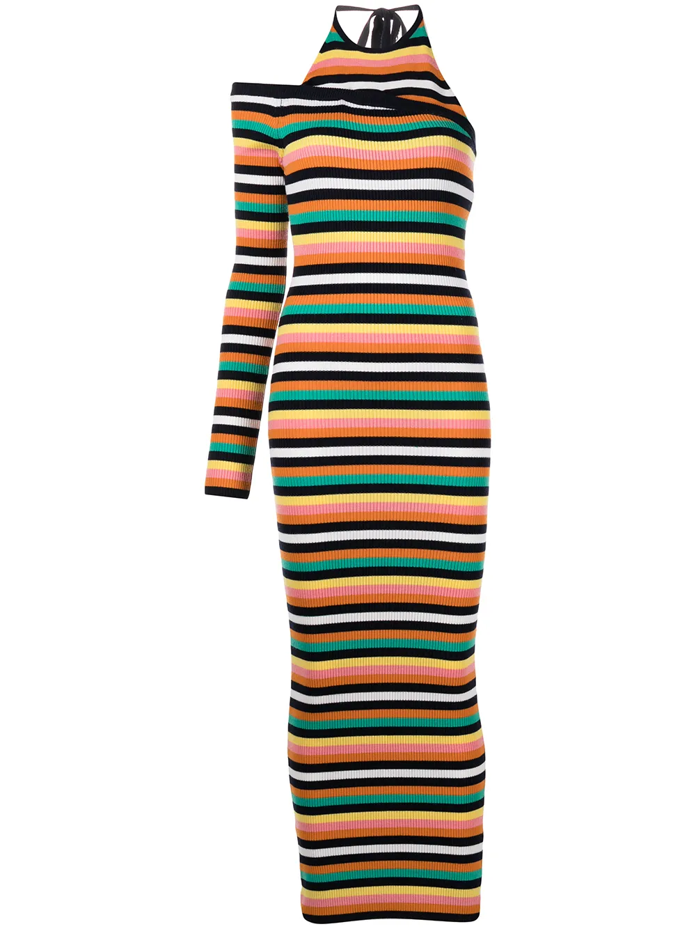 

Monse horizontal-stripe asymmetric maxi dress - Orange