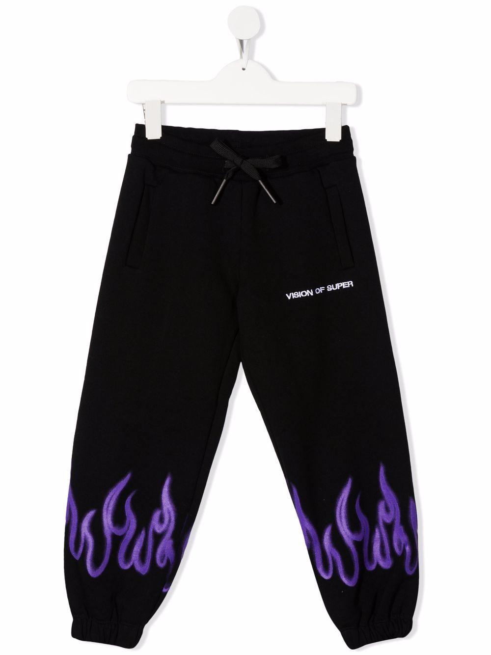 vision of super kids pantalon de jogging à imprimé flamme - noir