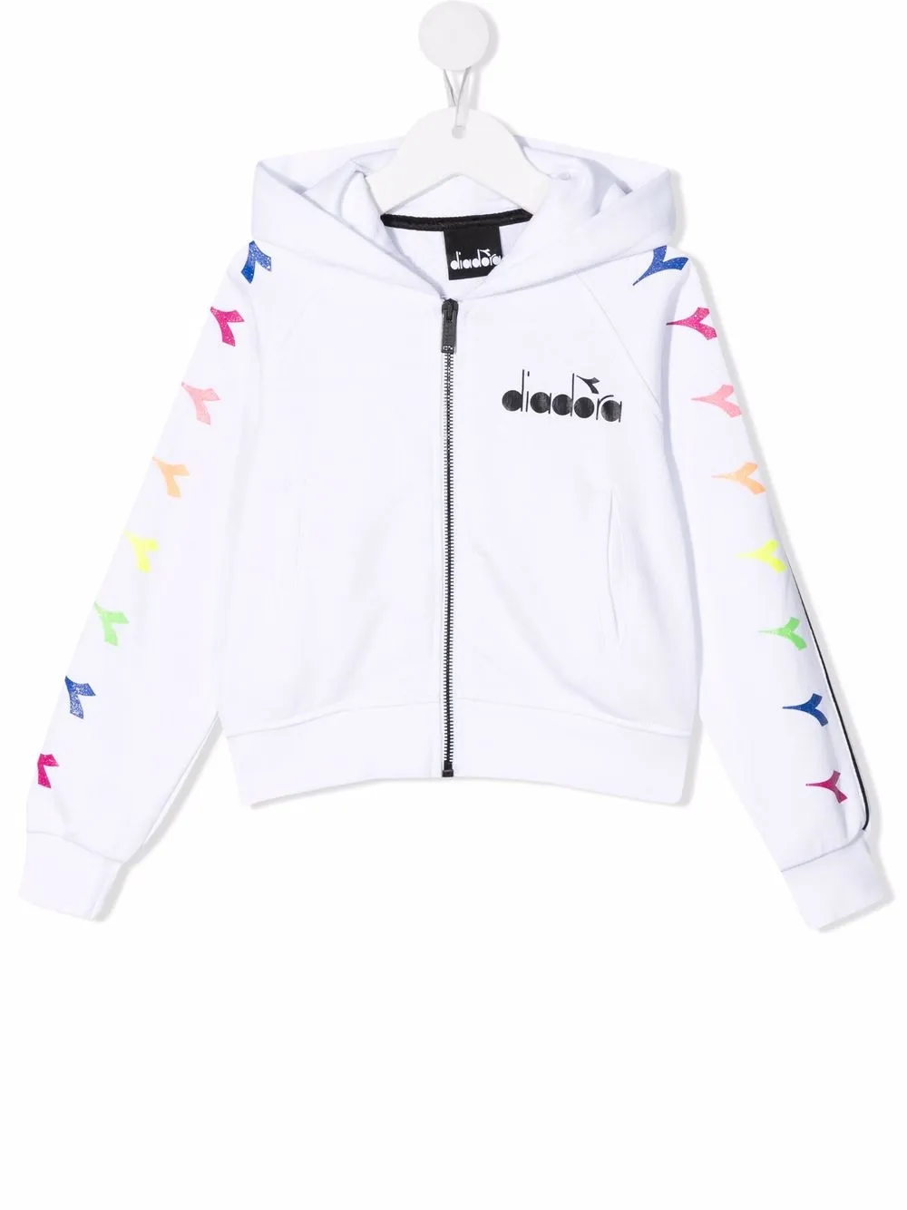 Diadora Junior graphic-print zip-up hoodie - White