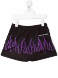 Vision Of Super Kids flame-print swimshorts - Black