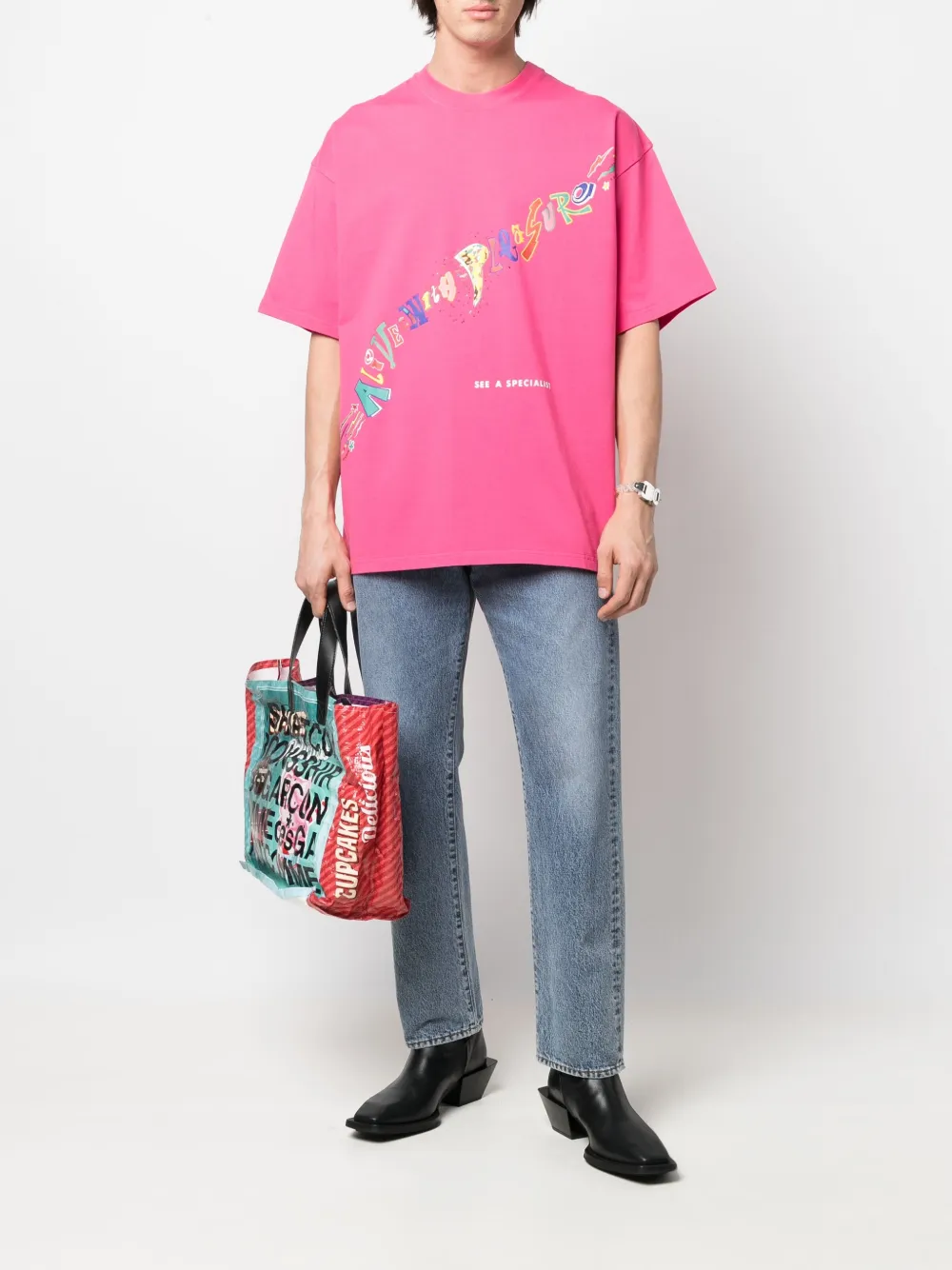 Martine Rose T-shirt met tekst - Roze