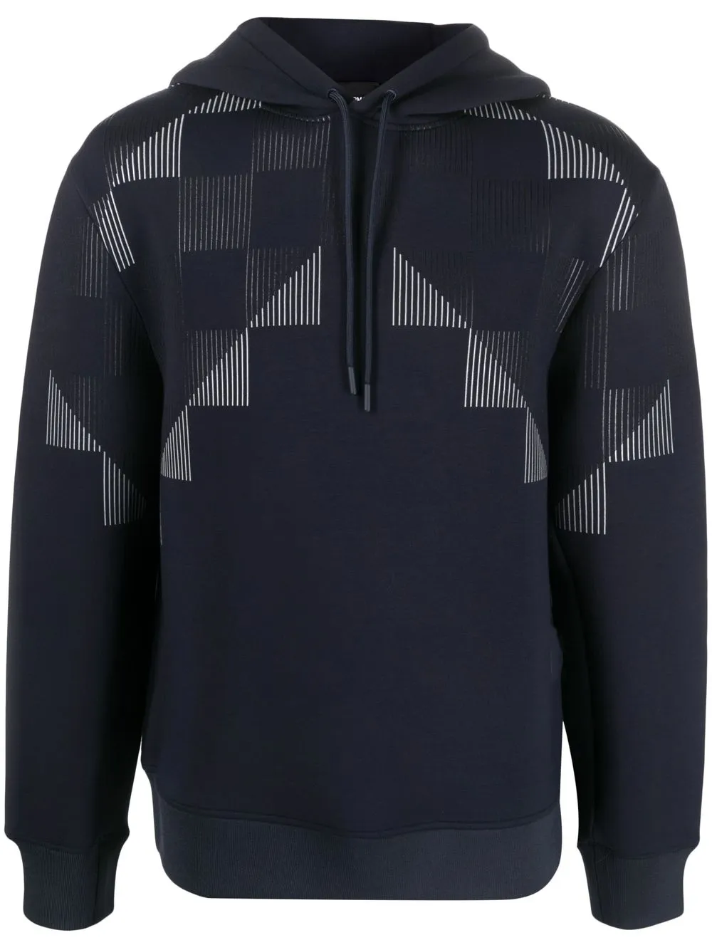 

Emporio Armani geometric-print rib-trimmed hoodie - Blue