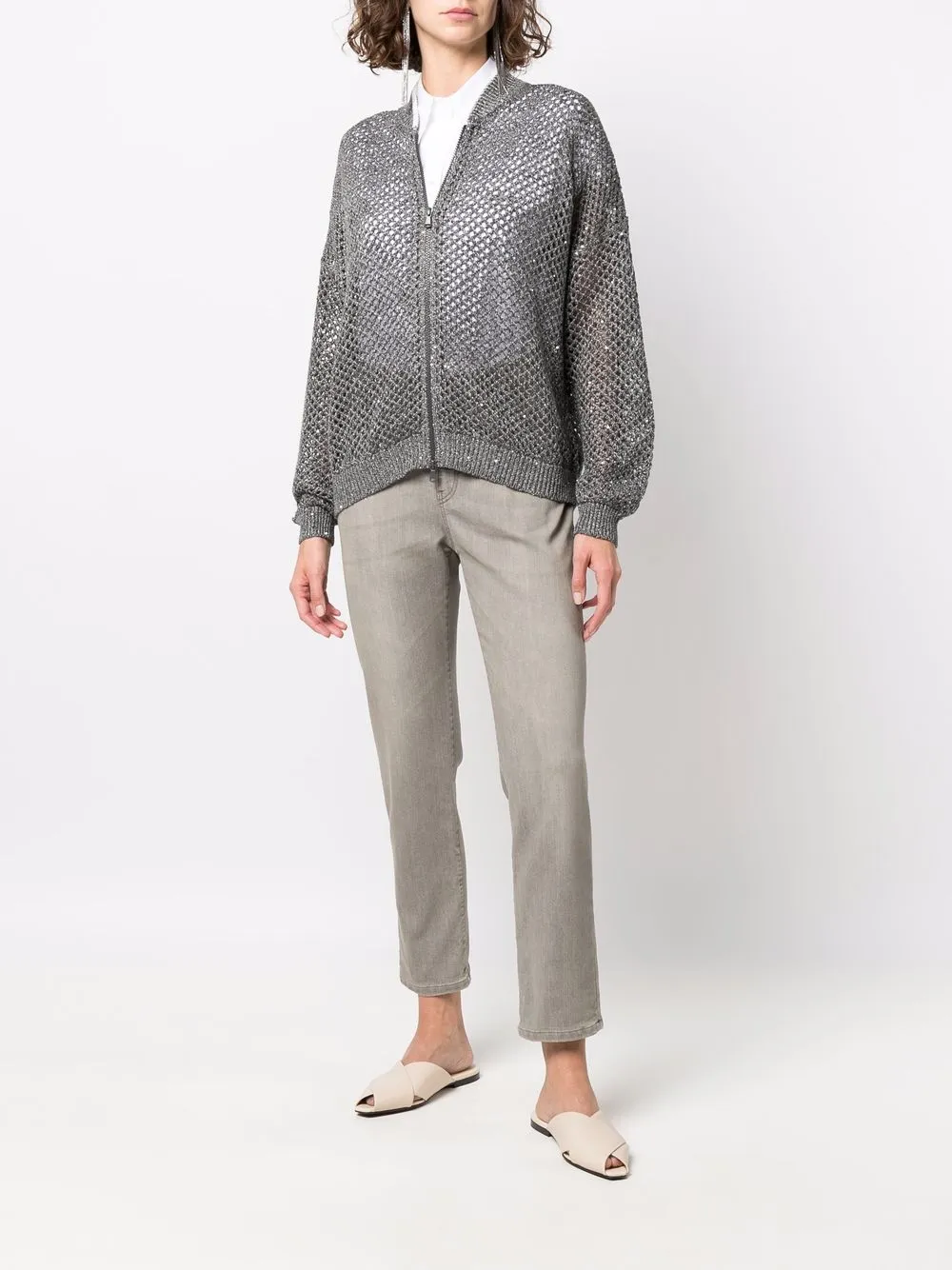Brunello Cucinelli Metallic bomberjack - Grijs