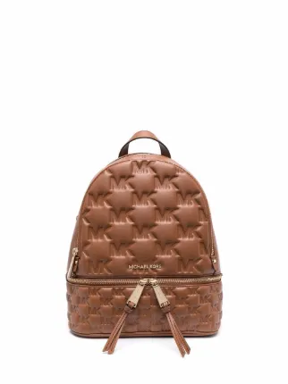 Rhea medium debossed sales logo leather backpack
