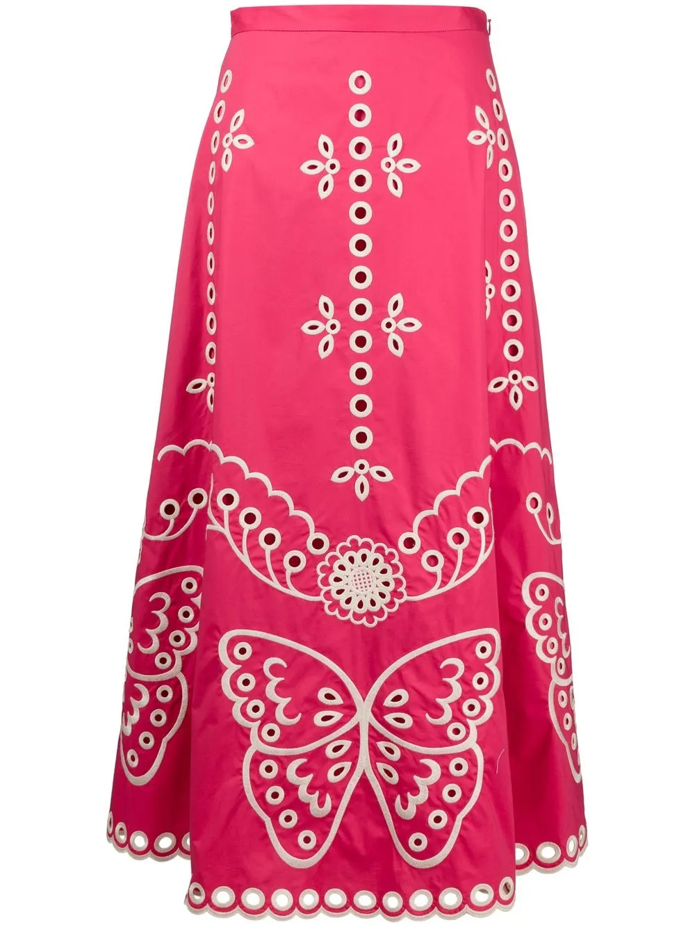 RED Valentino embroidered butterfly A-line skirt - Pink