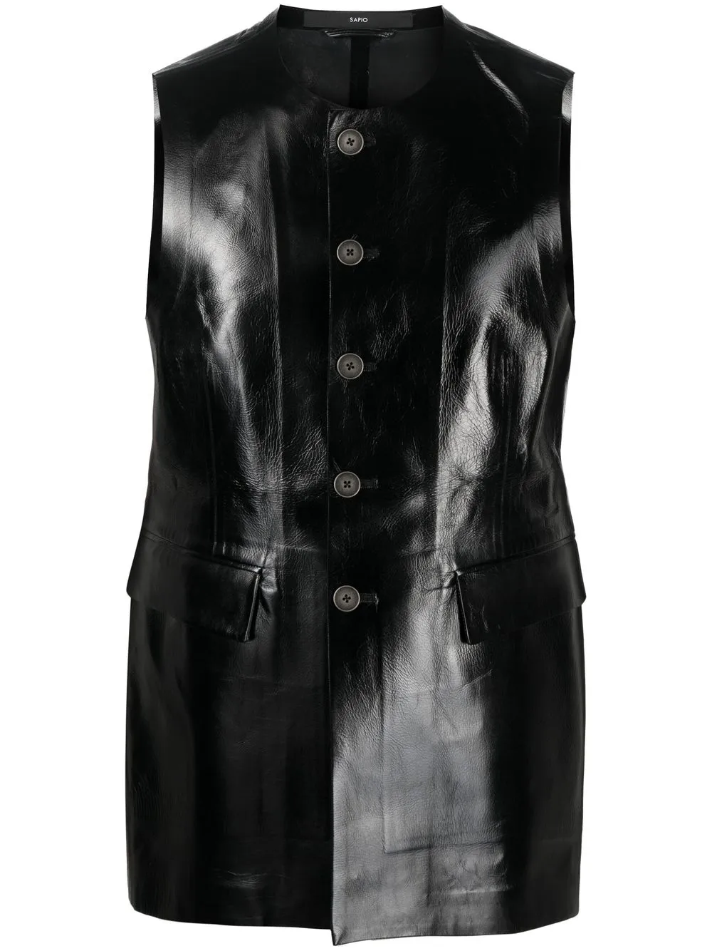 Sapio Button-down Biker Waistcoat In Black