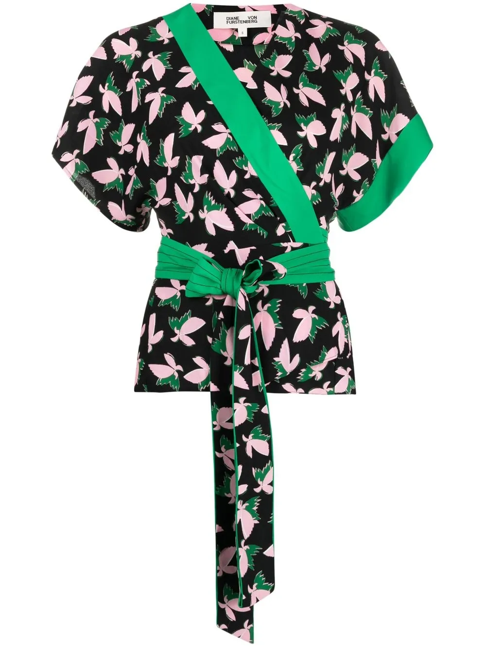 

DVF Diane von Furstenberg blusa cruzada en el frente - Negro
