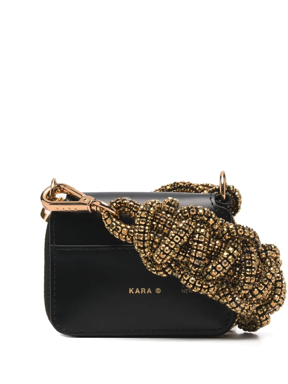 

Kara bolsa de hombro con correa y apliques de gema - Negro