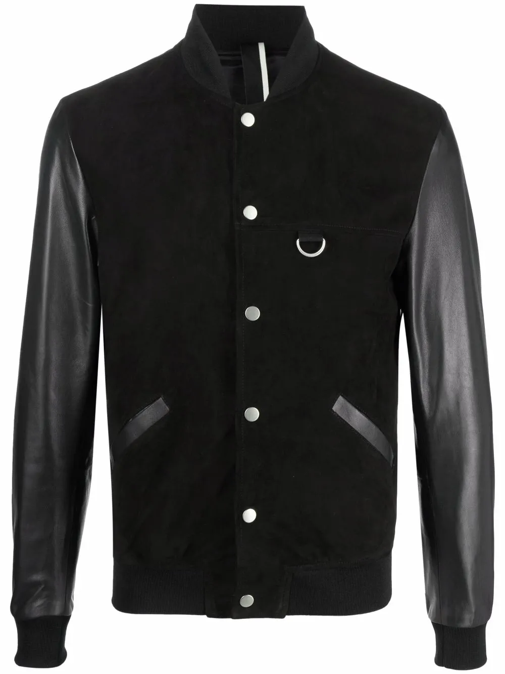 

Low Brand panelled leather bomber jacket - Black
