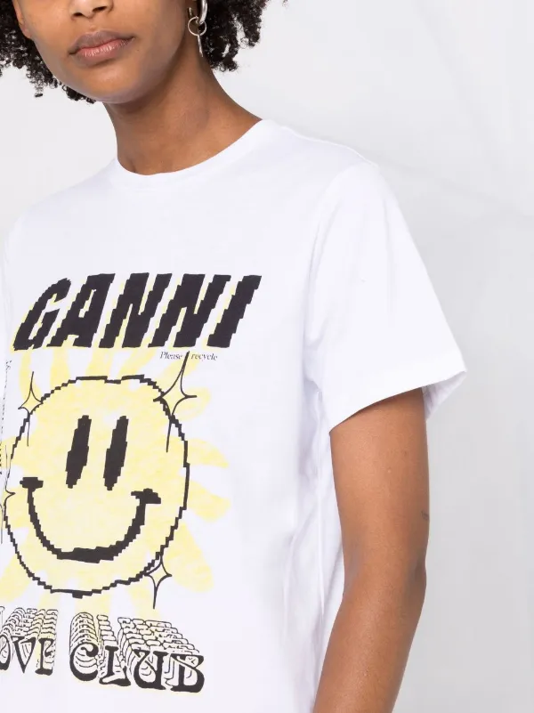 GANNI Love Club Smiley T-shirt - Farfetch