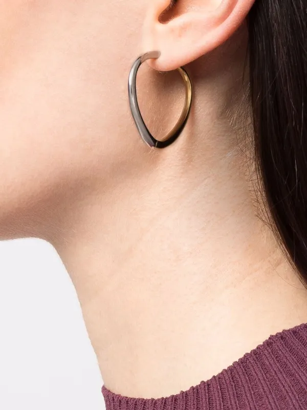 two tone large hoop earrings