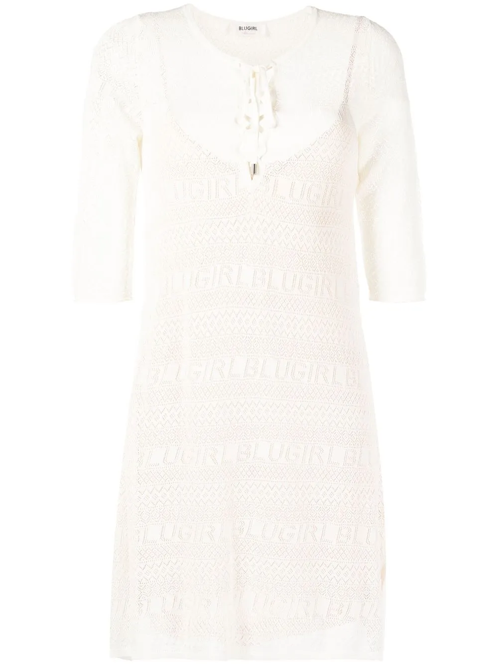 

Blugirl logo-knit mini dress - White
