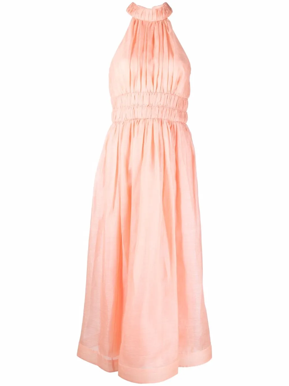 

ZIMMERMANN vestido midi acampanado con cuello halter - Rosado