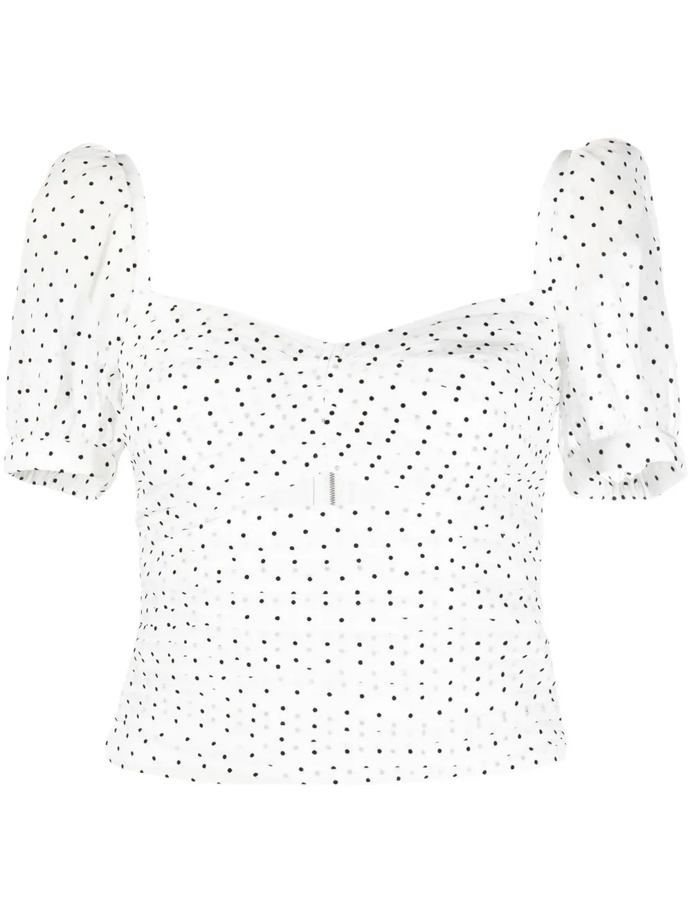 

Self-Portrait puff sleeve polka dot top - White