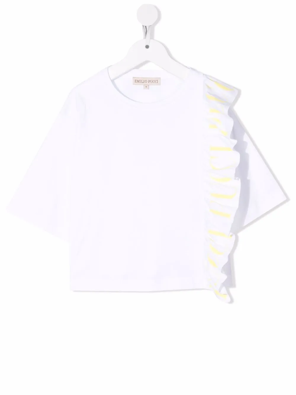 

PUCCI Junior playera asimétrica con volantes - Blanco