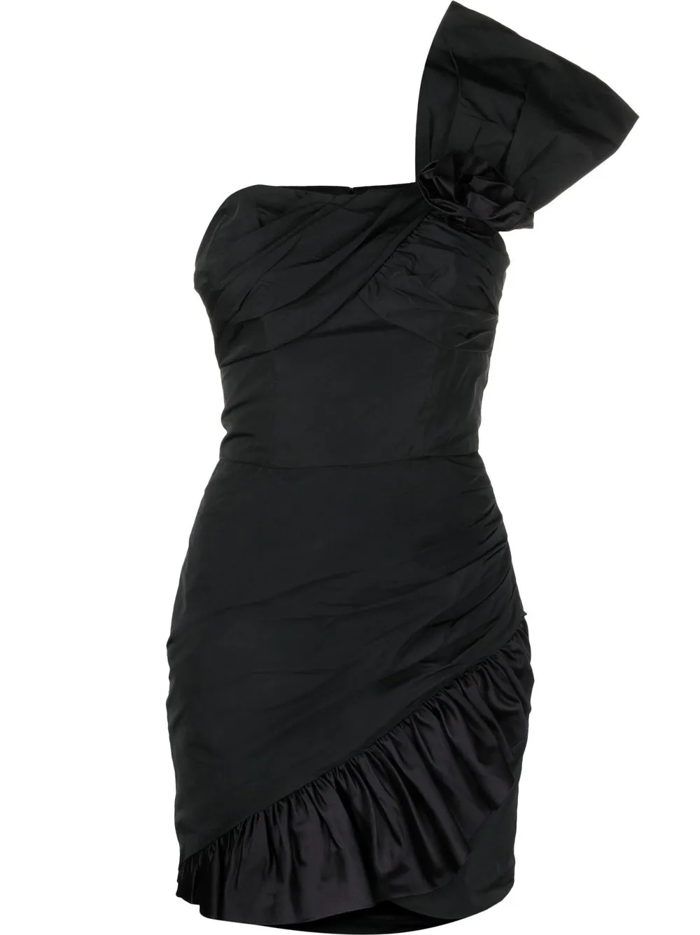 

Alessandra Rich vestido midi con un hombro descubierto - Negro