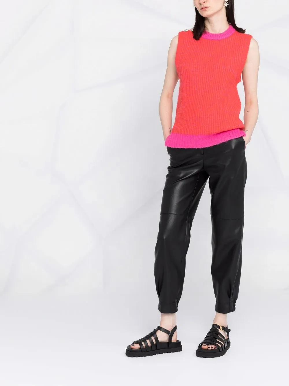 GANNI Gilet van wolmix - Roze