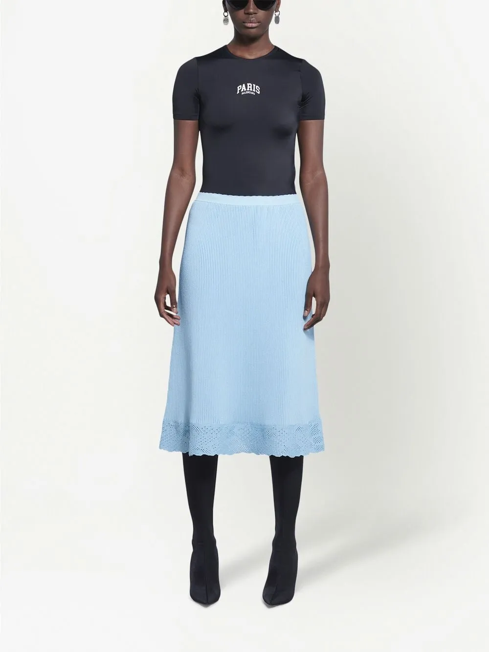 Balenciaga Ribgebreide midi-rok - Blauw