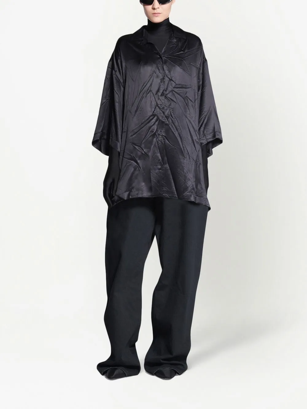 Balenciaga Blouse met gekreukt-effect - Zwart