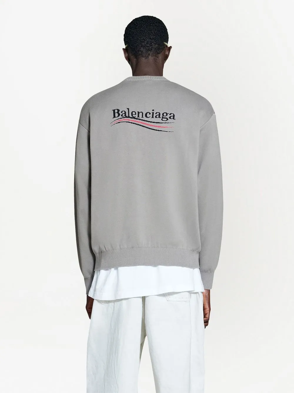 Shop Balenciaga Logo-embroidered Sweatshirt In Grey