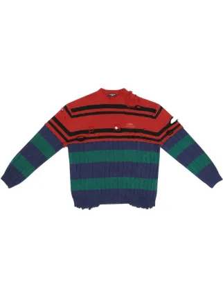 Balenciaga distressed 2025 striped sweater