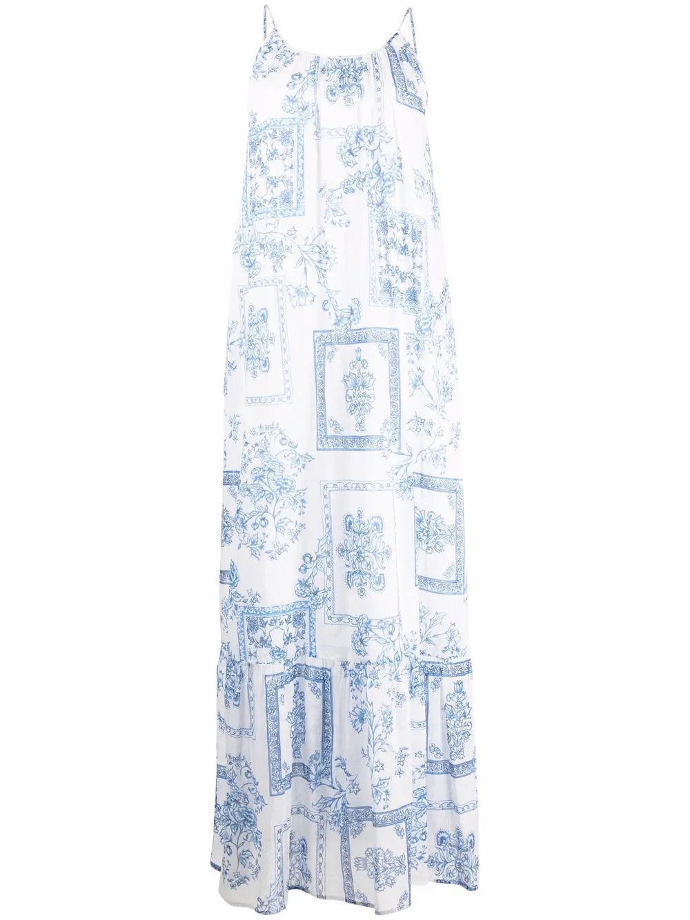 

Semicouture vestido largo con mosaico estampado - Blanco