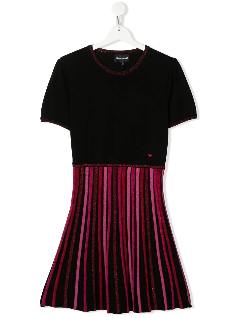 Emporio Armani Kids vestido tejido fino plisado - Negro